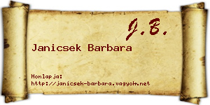 Janicsek Barbara névjegykártya